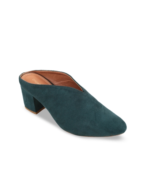 

Chumbak Women Teal Green Suede Solid Mules