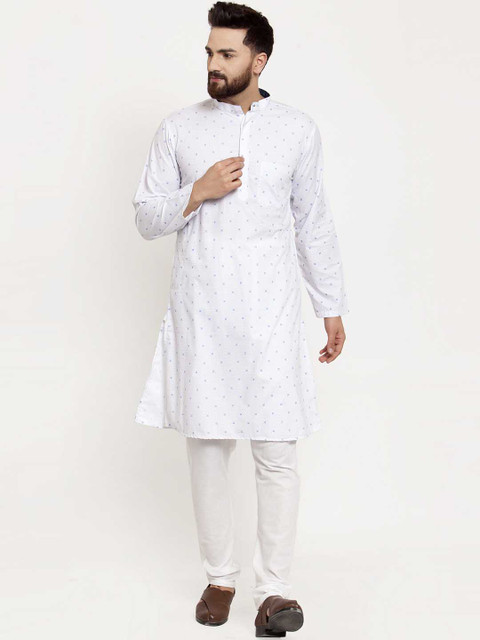 

KLOTTHE Men White Printed Straight Kurta
