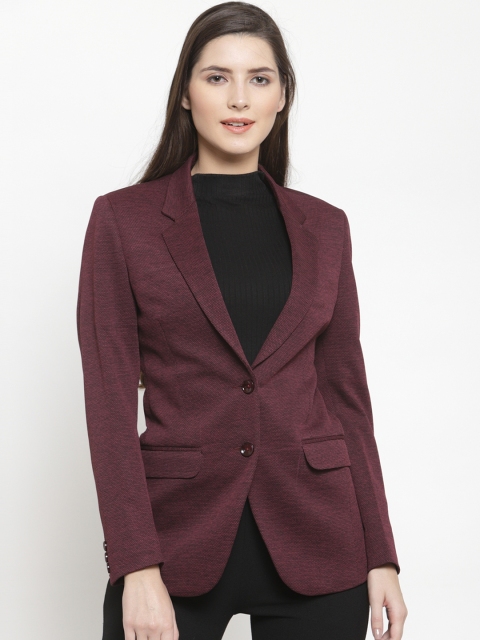 

AUDSTRO Women Maroon Solid Single-Breasted Formal Blazer