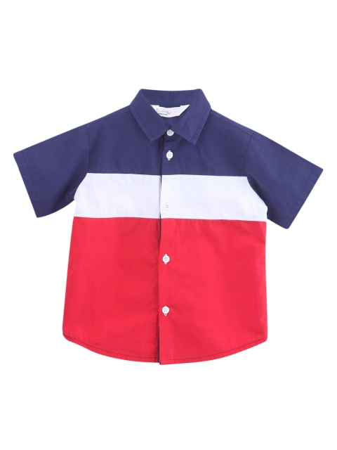 

Beebay Boys Red & White Regular Fit Colourblocked Casual Shirt