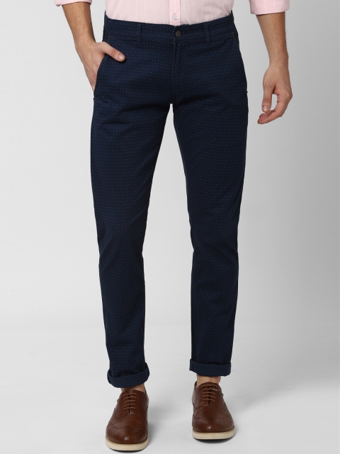 

Peter England Casuals Men Navy Blue Skinny Fit Printed Regular Trousers
