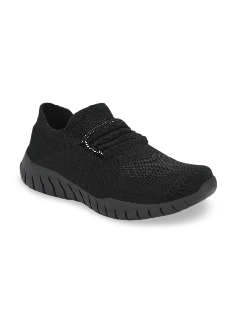 

MENGLER Men Black Textile Walking Shoes