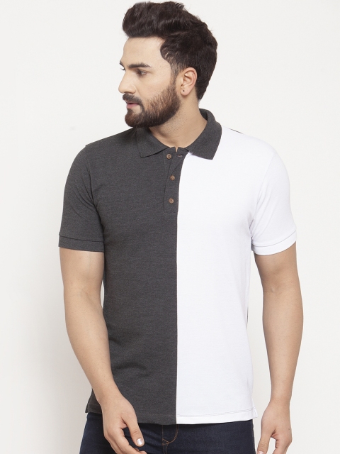 

Kalt Men Charcoal Colourblocked Polo Collar T-shirt