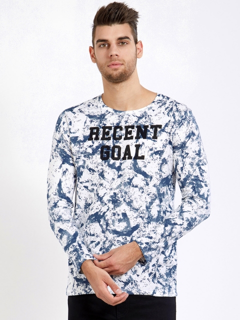 

Maniac Men Blue White Dyed Round Neck Pure Cotton T-shirt
