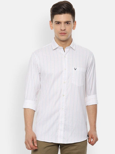 

Allen Solly Men White Slim Fit Striped Casual Shirt