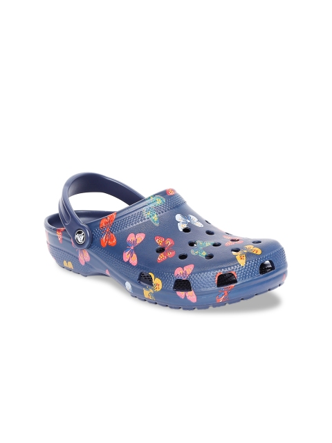 

Crocs Unisex Navy Blue Classic Printed Clogs
