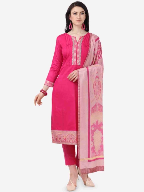 

DIVASTRI Pink Pure Cotton Unstitched Dress Material