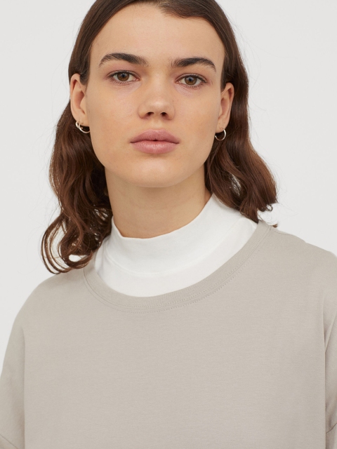 

H&M Women Beige Solid Jersey Top