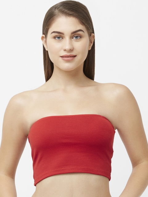 

FashionRack Red Solid Non-Wired Non Padded Bandeau Bra F2020