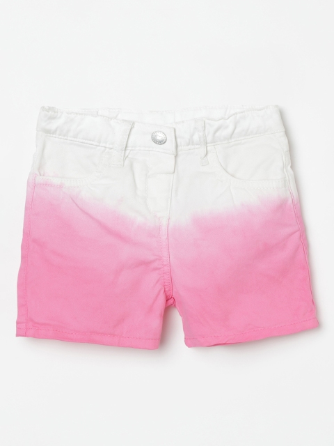 

Juniors by Lifestyle Girls Pink Colourblocked Regular Fit Denim Shorts
