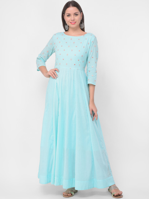 

aayusika Women Blue Printed A-Line Kurta