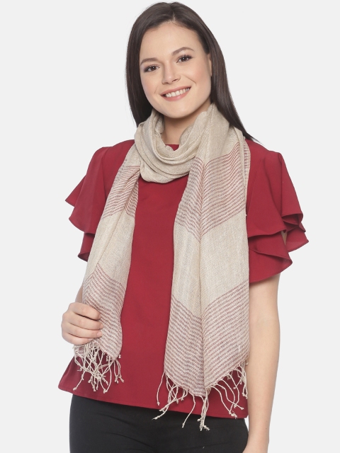 

Linen Club Women Brown & Beige Striped Linen Stole