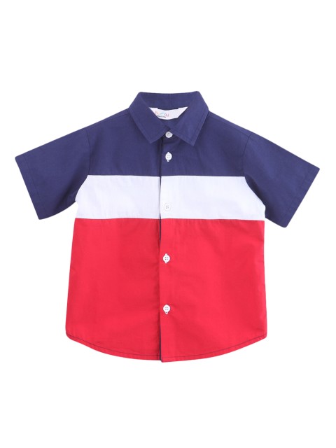 

Beebay Infant Red & White Regular Fit Colourblocked Casual Shirt