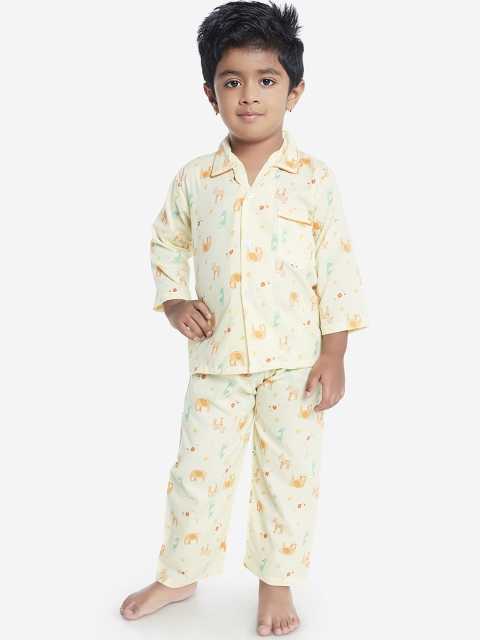 

KID1 Boys Yellow Printed Night Suit