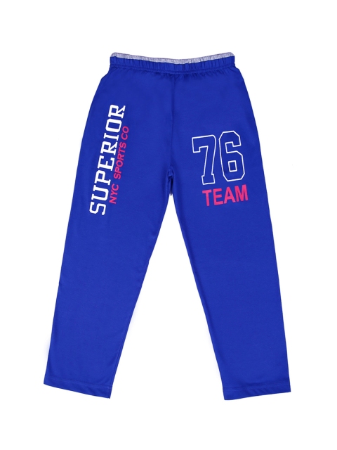 

SWEET ANGEL Boys Blue Printed Straight-Fit Track Pants