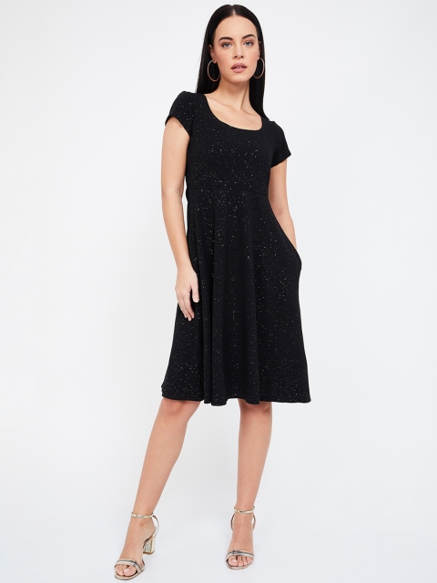 

CODE by Lifestyle Women Black Printed Fit and Flare Dress