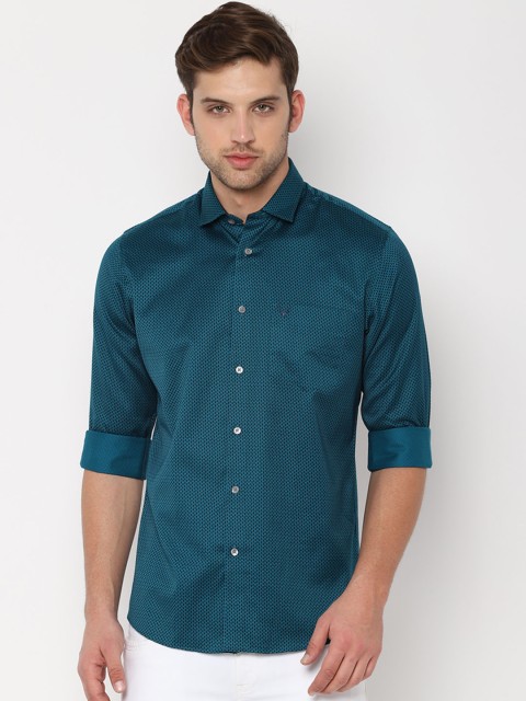 

Allen Solly Men Teal Blue & Black Slim Fit Printed Casual Shirt