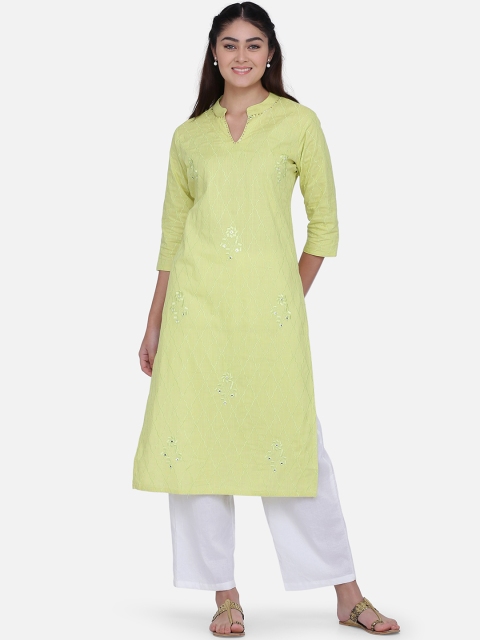 

Adizya Women Lime Green Embroidered Kurta with Pyjamas