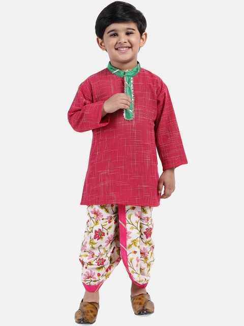 

BownBee Boys Pink & White Printed Kurta with Dhoti Pants