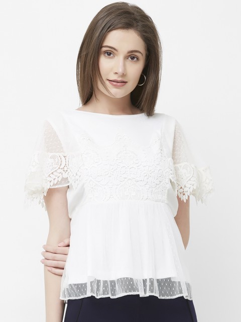 

109F Women White Self Design Top