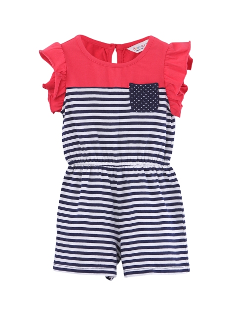 

Beebay Girls Navy Blue & Red Striped Playsuit