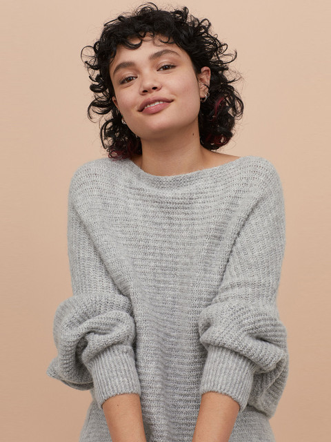 

H&M Women Grey Ribbed Jumper