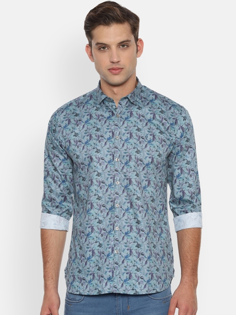

V Dot Men Blue Slim Fit Printed Casual Shirt
