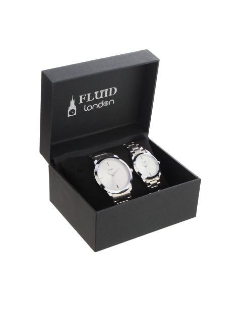 

FLUID Unisex His And Her Analogue Couple Watch Gift Set FL-756PR-WH01, Off white