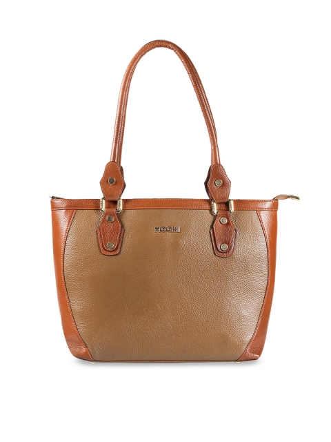 

Mochi Brown & Orange Colourblocked Leather Shoulder Bag