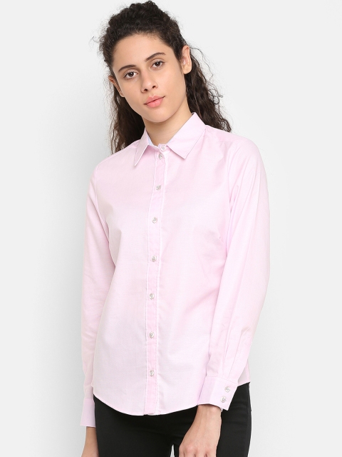 

Double Two Women Pink Classic Regular Fit Solid Casual Shirt