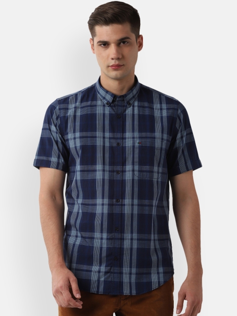 

Peter England Casuals Men Navy Blue Slim Fit Checked Casual Shirt