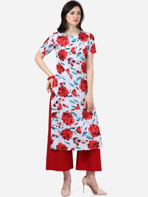 

Florence Women White & Red Printed Kurta with Palazzos