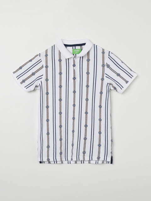 

Bossini Boys White Striped Polo Collar T-shirt