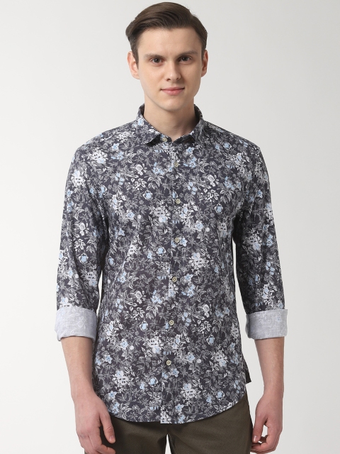 

Peter England Casuals Men Grey & Off-White Slim Fit Printed Casual Shirt