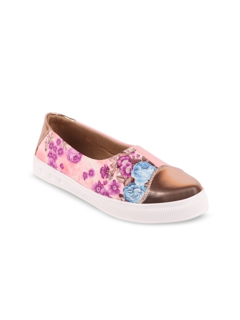 

FAUSTO Women Pink Floral Print Lightweight Slip-On Sneakers