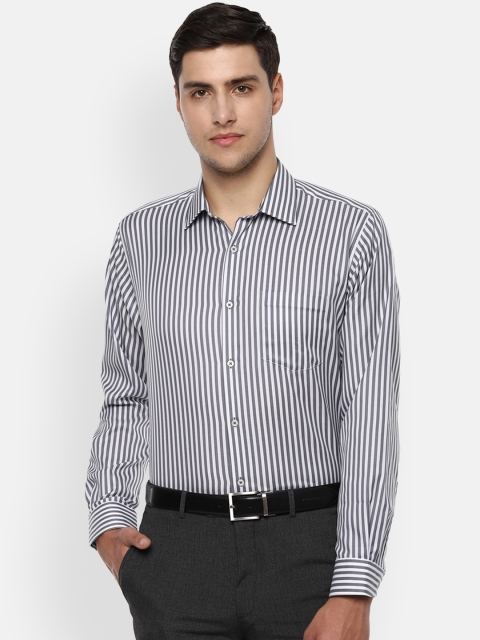 

Van Heusen Men Grey & White Regular Fit Striped Formal Shirt