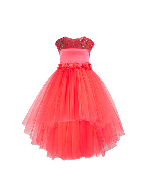 

Toy Balloon kids Girls Peach-Coloured Embellished Fit and Flare Dress