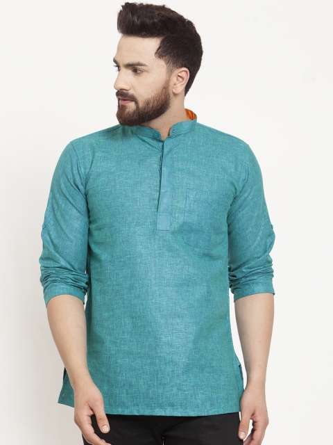 

KLOTTHE Men Teal Blue Solid Straight Kurta