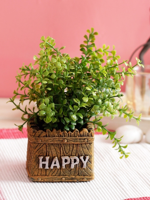 

PolliNation Green Set of 2 Artificial Bonsai With Brown Pot