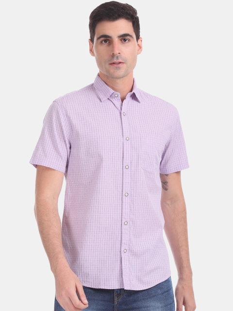

Ruggers Men Purple & Grey Regular Fit Checked Casual Shirt