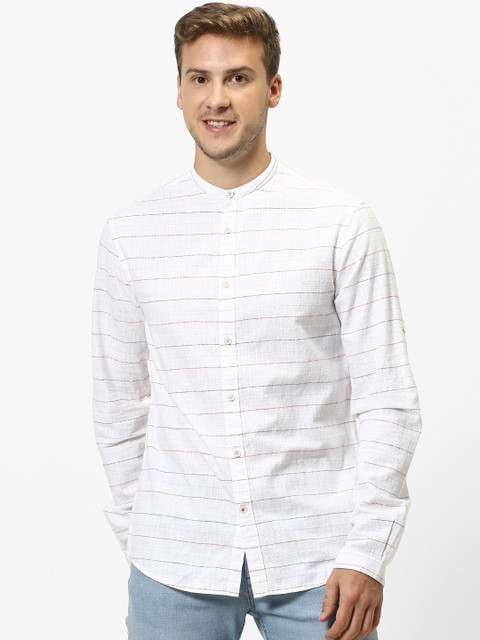 

Celio Men White Regular Fit Striped Cotton Casual Shirt