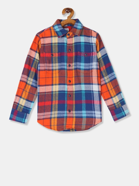 

GAP Boys Multicoloured Regular Fit Checked Casual Shirt, Multi