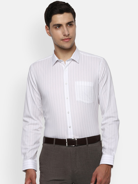 

Van Heusen Men White & Navy Blue Slim Fit Striped Formal Shirt