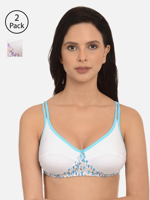 

mod & shy Pack Of 2 White Printed Non-Wired Non Padded Everyday Bra MS8991