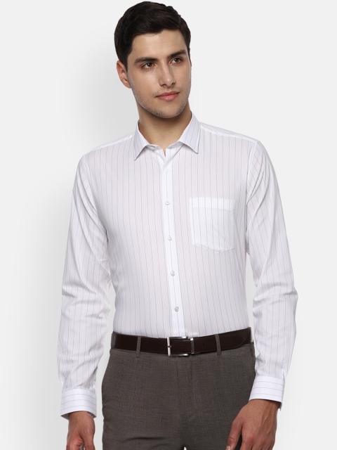 

Van Heusen Men White & Navy Blue Slim Fit Striped Formal Shirt