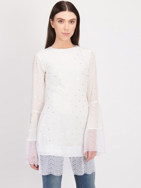 

LA LOFT White Self Design Tunic