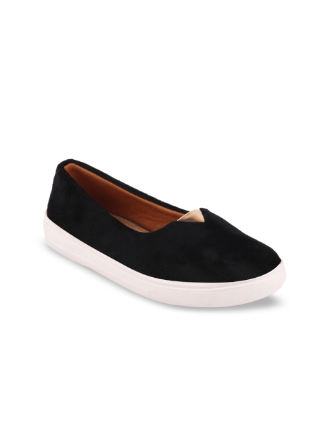 

FAUSTO Women Black Velvet Lightweight Slip-On Sneakers