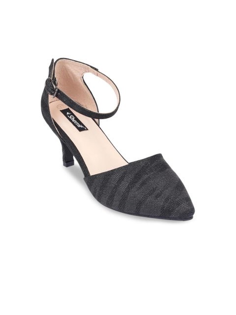 

Sherrif Shoes Women Black & Grey Printed Kitten Heels