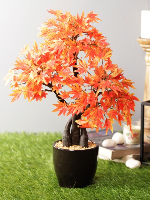 

PolliNation Orange Artificial Maple Bonsai With Black Ceramic Pot