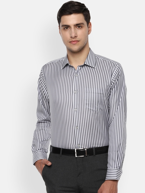 

Van Heusen Men Grey & White Regular Fit Striped Formal Shirt